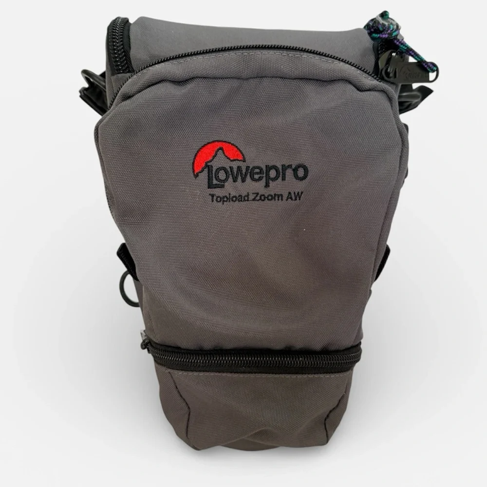 LowePro Gray Topload Zoom AW Camera Bag w backpack harness. Excellent condition.